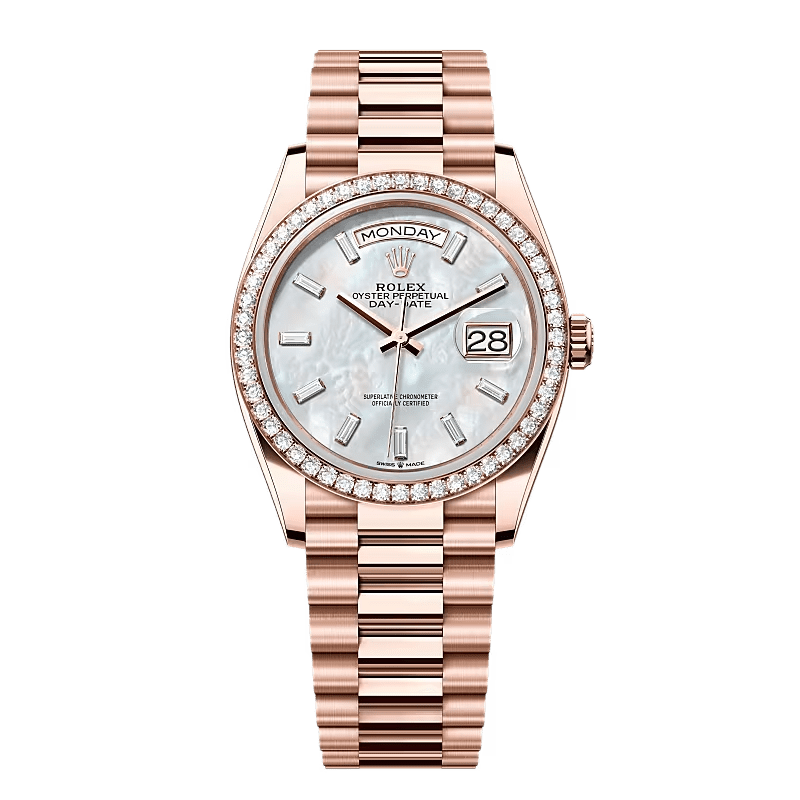 R01ex Day-Date 36 128345RBR Rose Gold Mother of Pearl D1am0nd Bezel (2025)