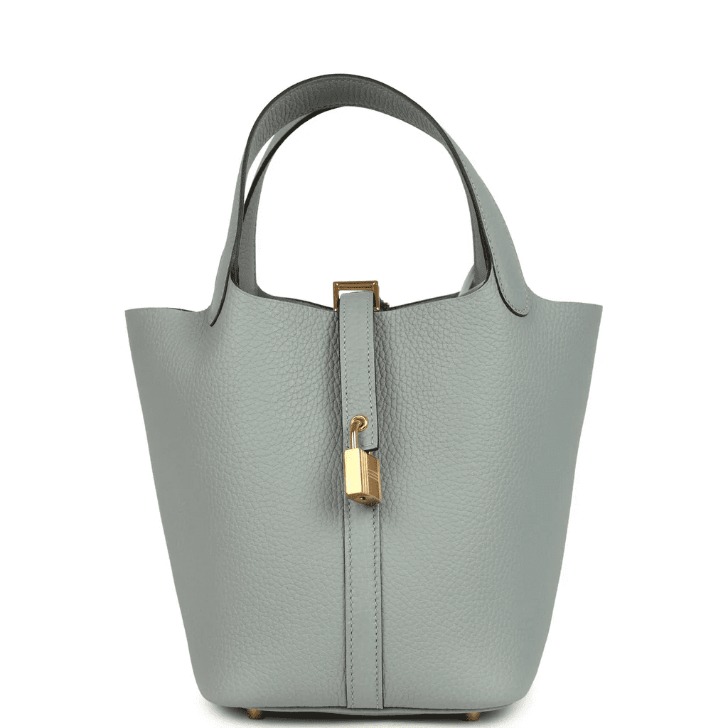 H**me5 Picotin Lock 18 Gris Pantin Clemence Gold Hardware