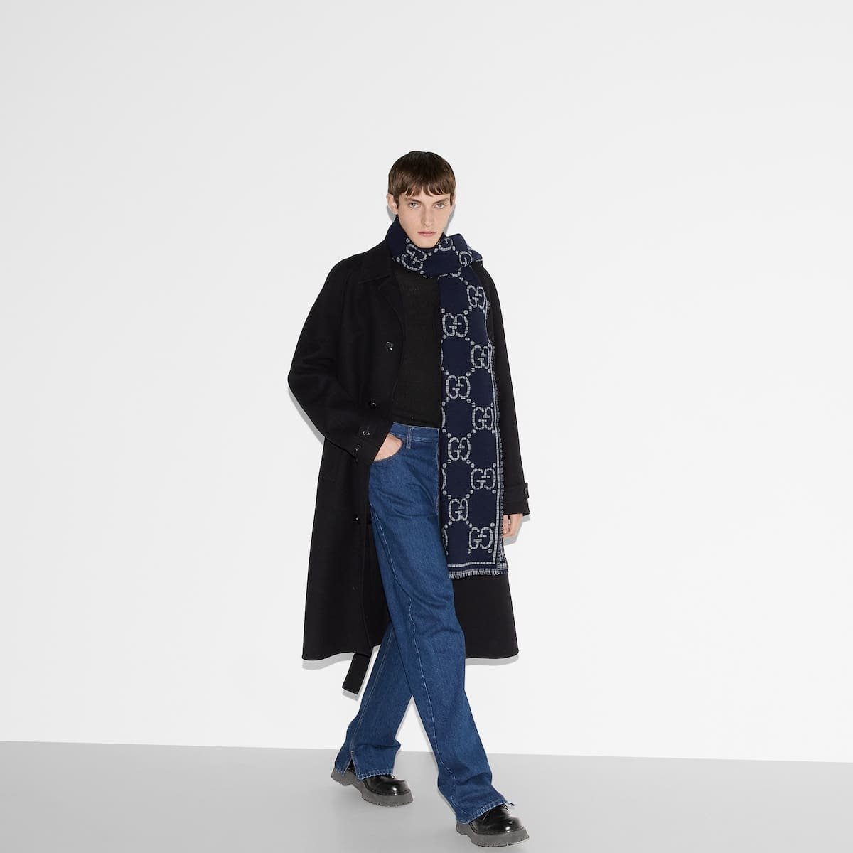 Gvc*1 Check GG wool scarf