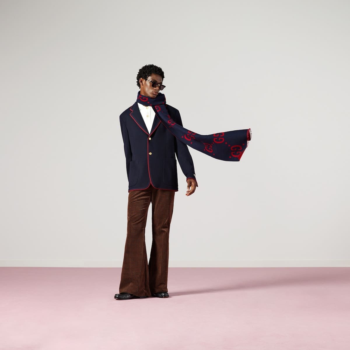 Gvc*1 jacquard wool silk scarf