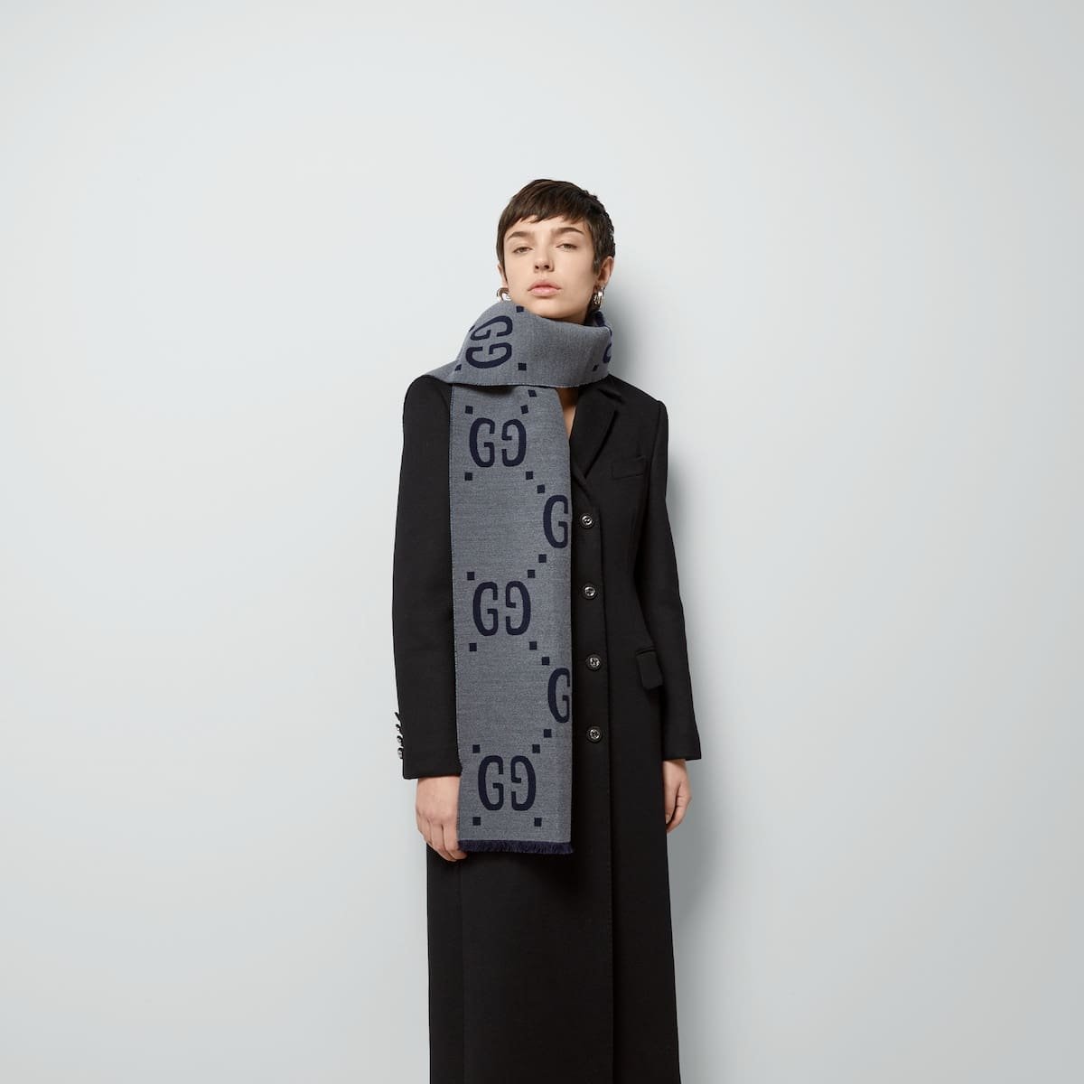 Gvc*1 jacquard wool silk scarf