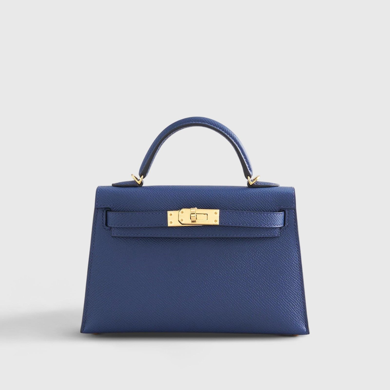 H**me5 Kelly Mini Epsom Blue Navy Gold Hardware