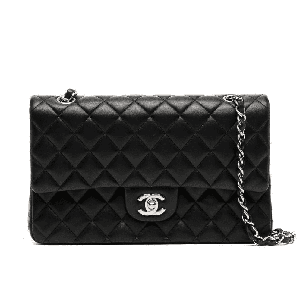 Ch**el CLASSIC HANDBAG Lambskin & Silver Metal
