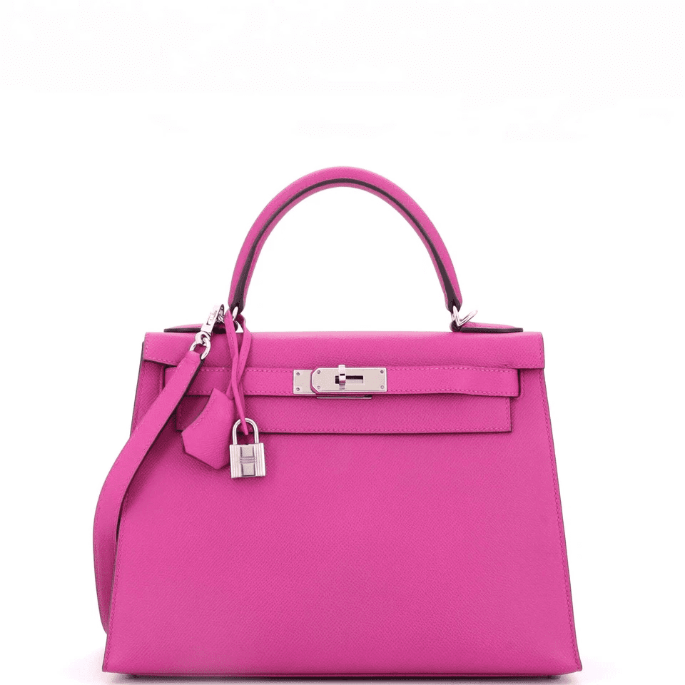 H**me5 Kelly Handbag Pink Epsom with Palladium Hardware 25