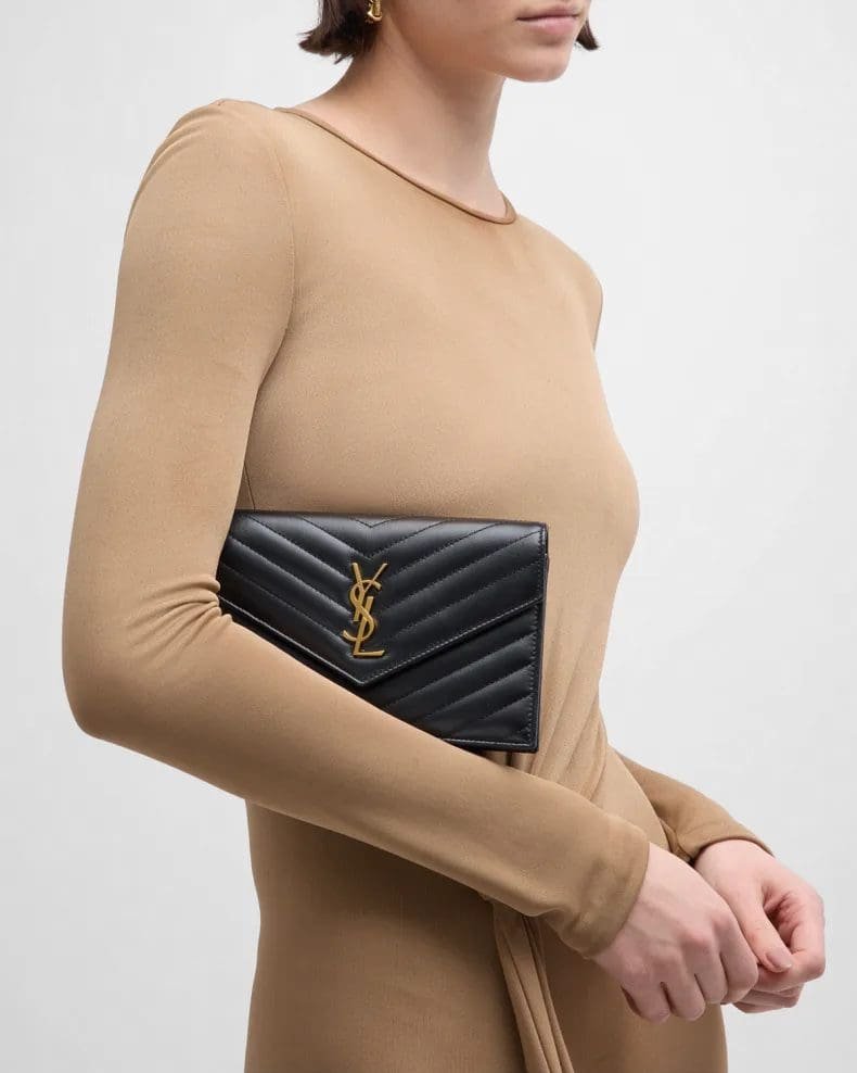 Sa1nt Lau*nt Small Y51 Wallet on Chain in Quilted Leather