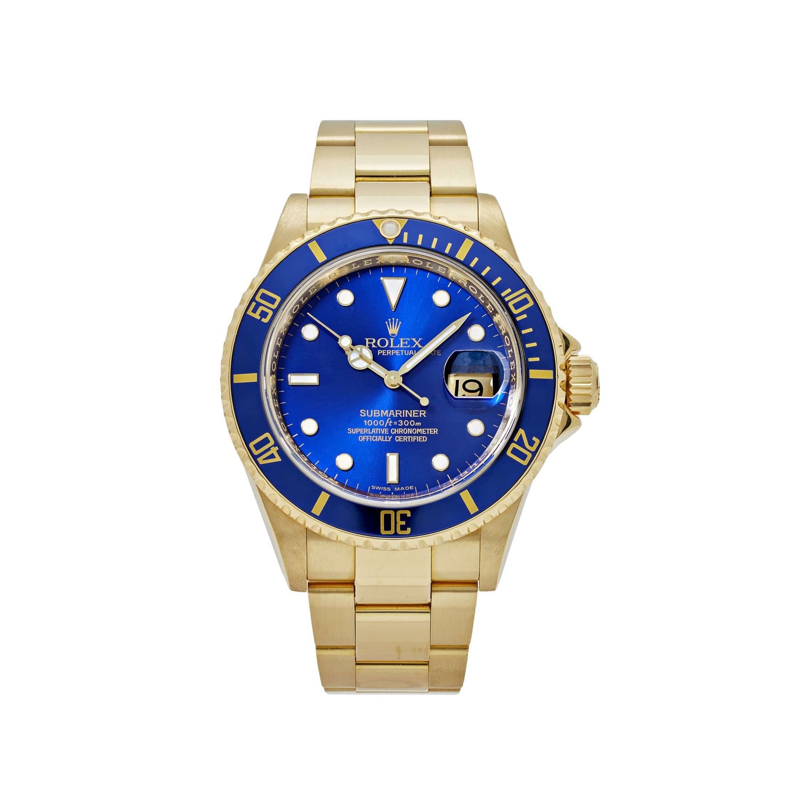 R01ex Submariner Date 16618LB Yellow Gold Blue Dial