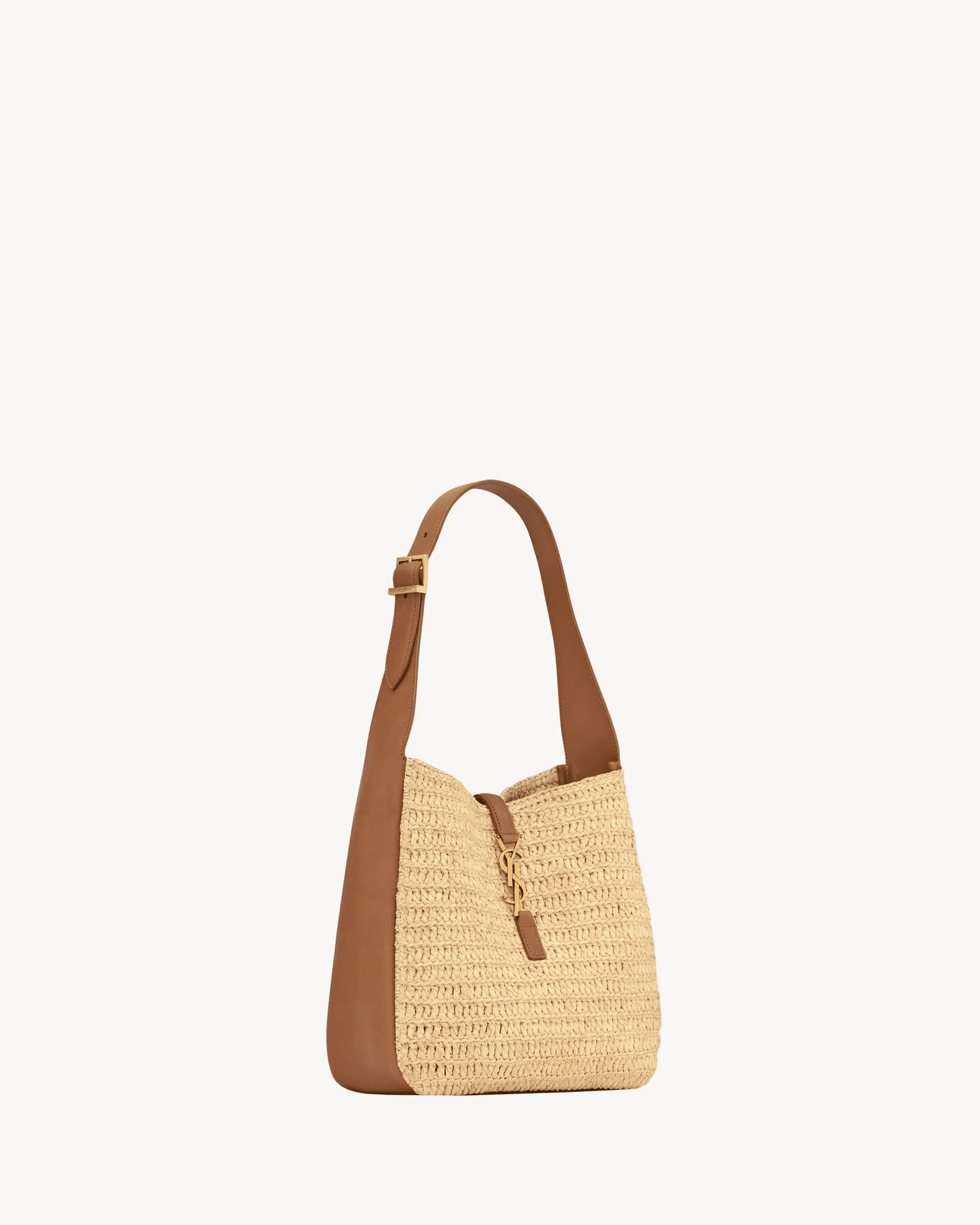 Sa1nt Lau*nt le 5 à 7 S*pple small in raffia and leather