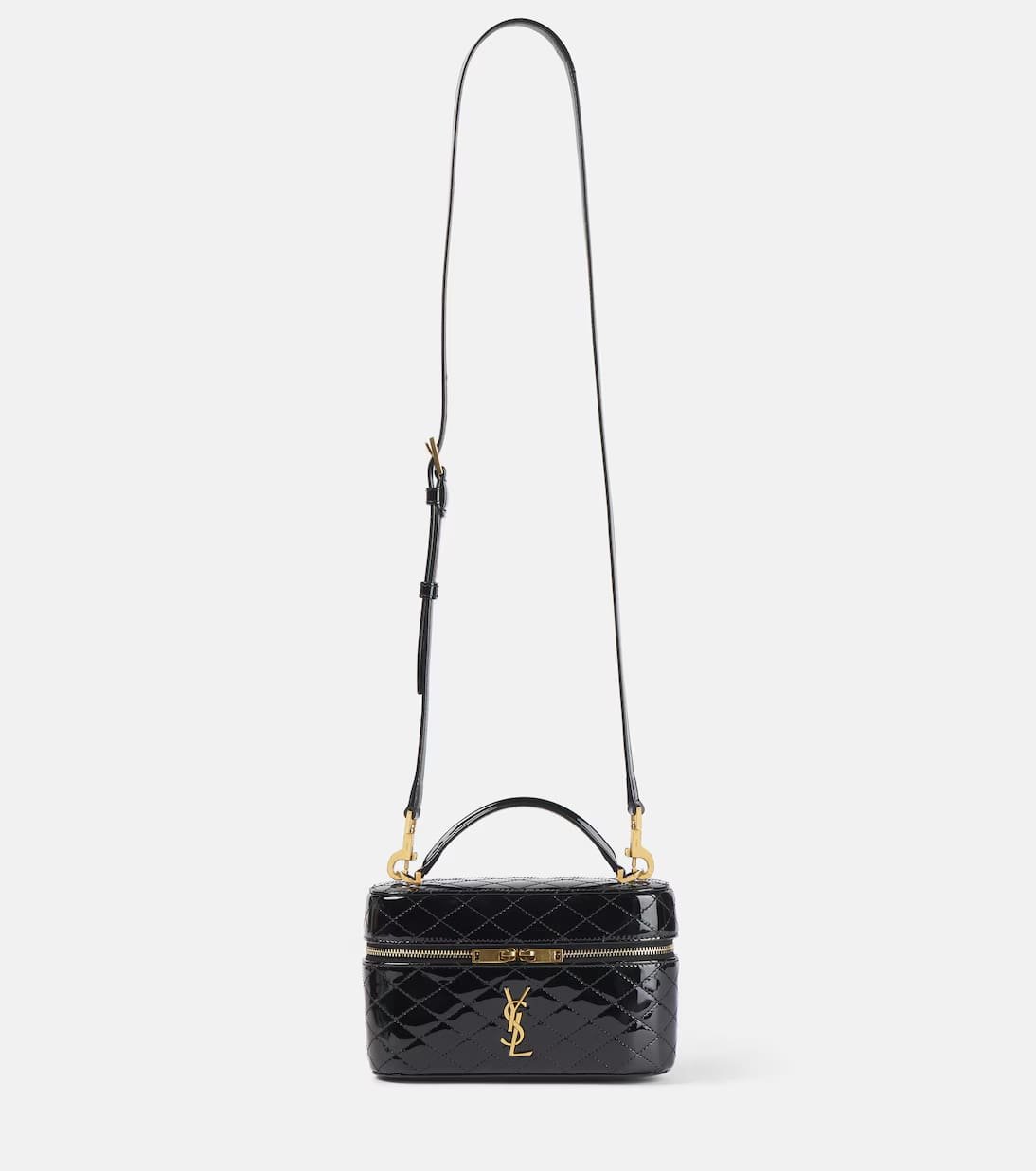 Sa1nt Lau*nt Gaby quilted patent leather vanity bag