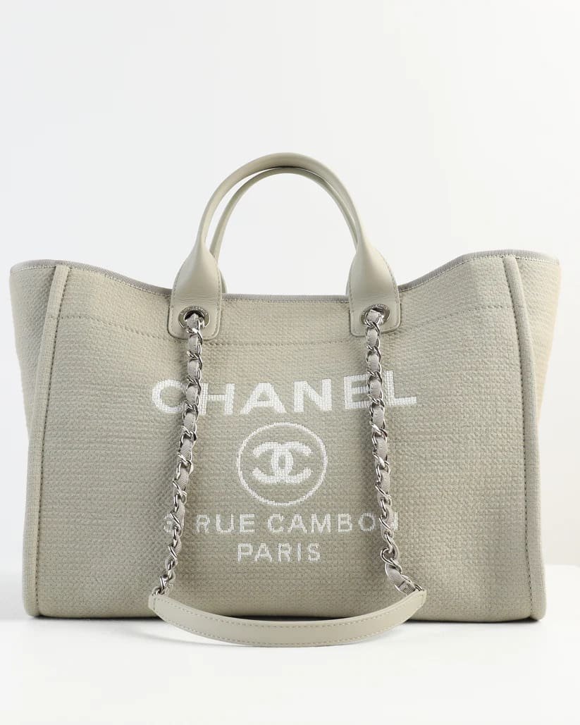 Ch**el Deauville Large Gray Tote Bag