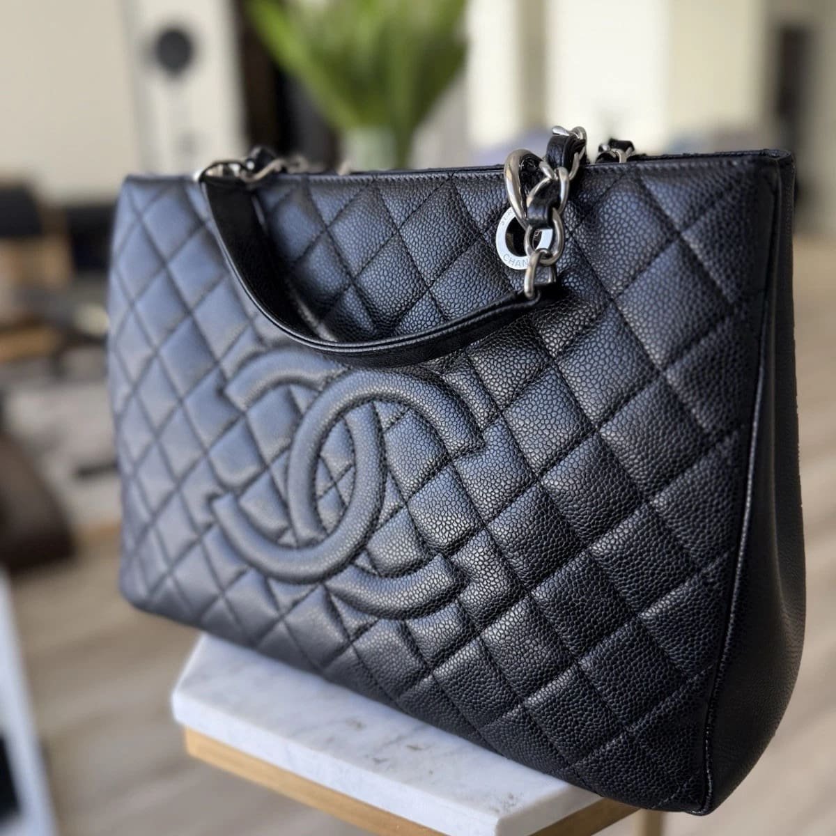 Ch**el Grand Shopping Tote Black Caviar Leather
