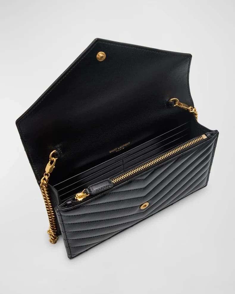 Sa1nt Lau*nt Small Y51 Wallet on Chain in Quilted Leather