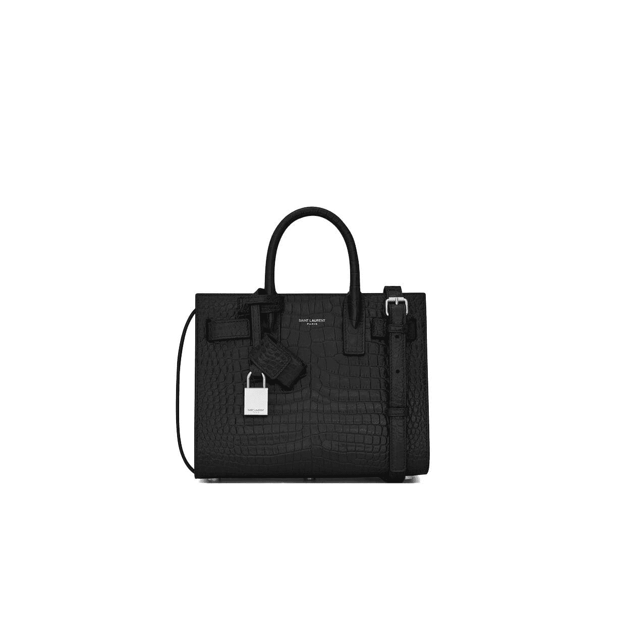 Sa1nt Lau*nt SAC DE JOUR NANO CROCODILE-EMBOSSED LEATHER BAG