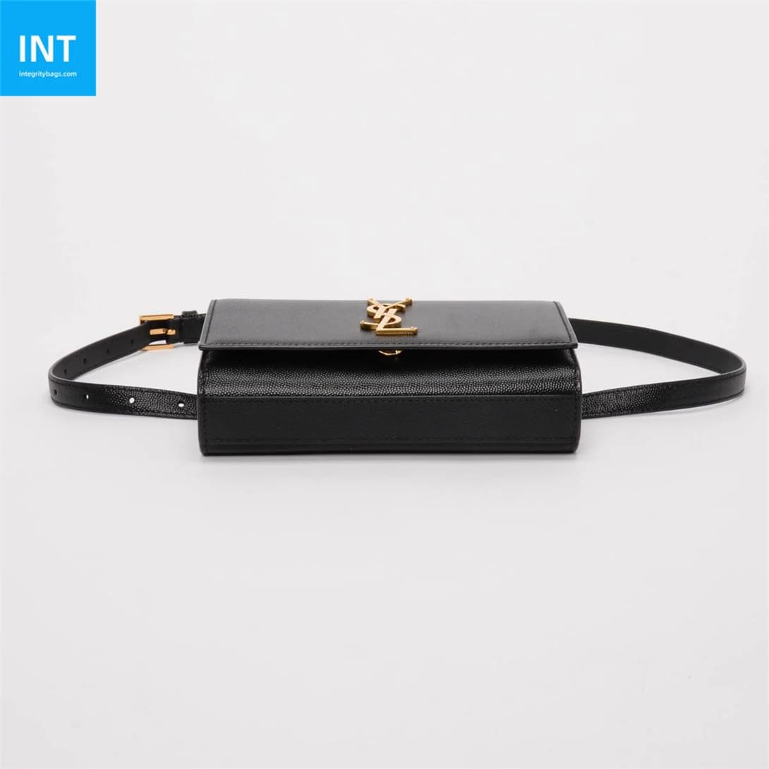 Sa1nt Lau*nt Black Grain de Poudre Kate Belt Bag