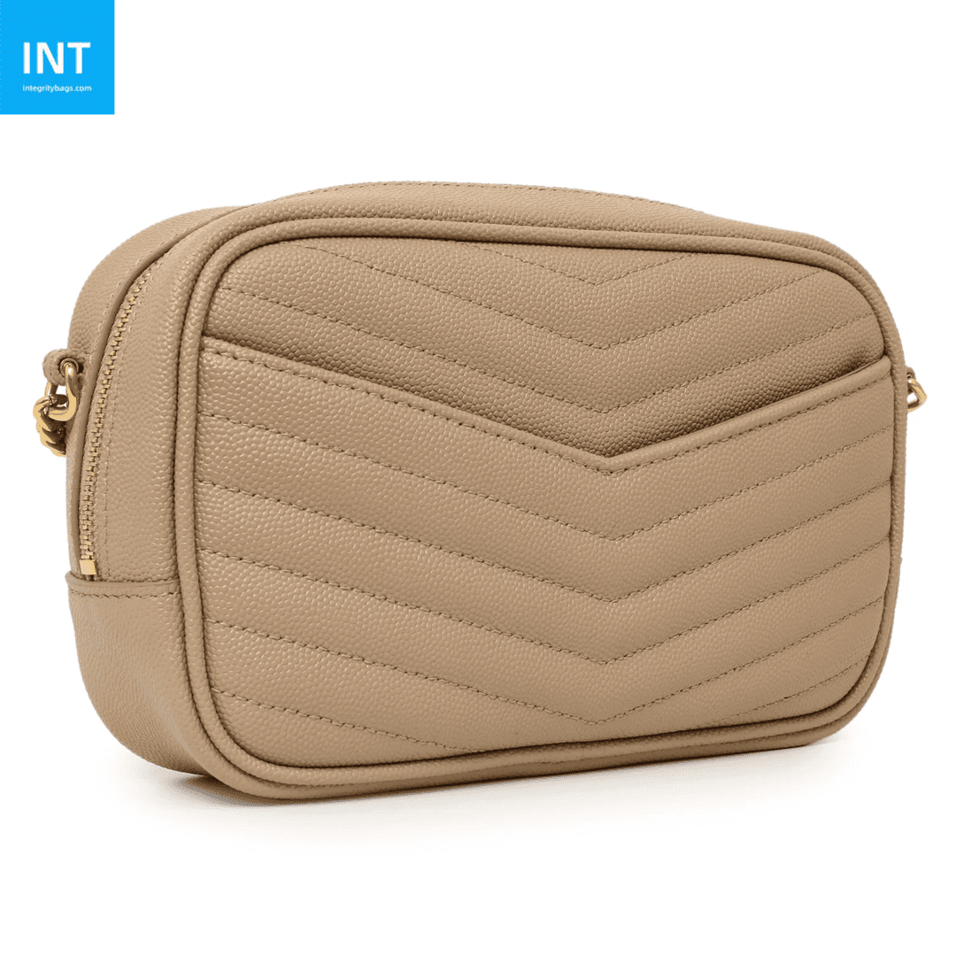Sa1nt Lau*nt Calfskin Matelasse Monogram Lou Camera Bag Dark Beige
