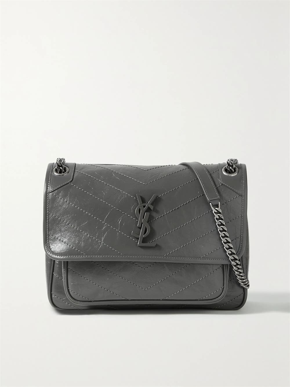 Sa1nt Lau*nt Niki Baby medium quilted crinkled-leather shoulder bag