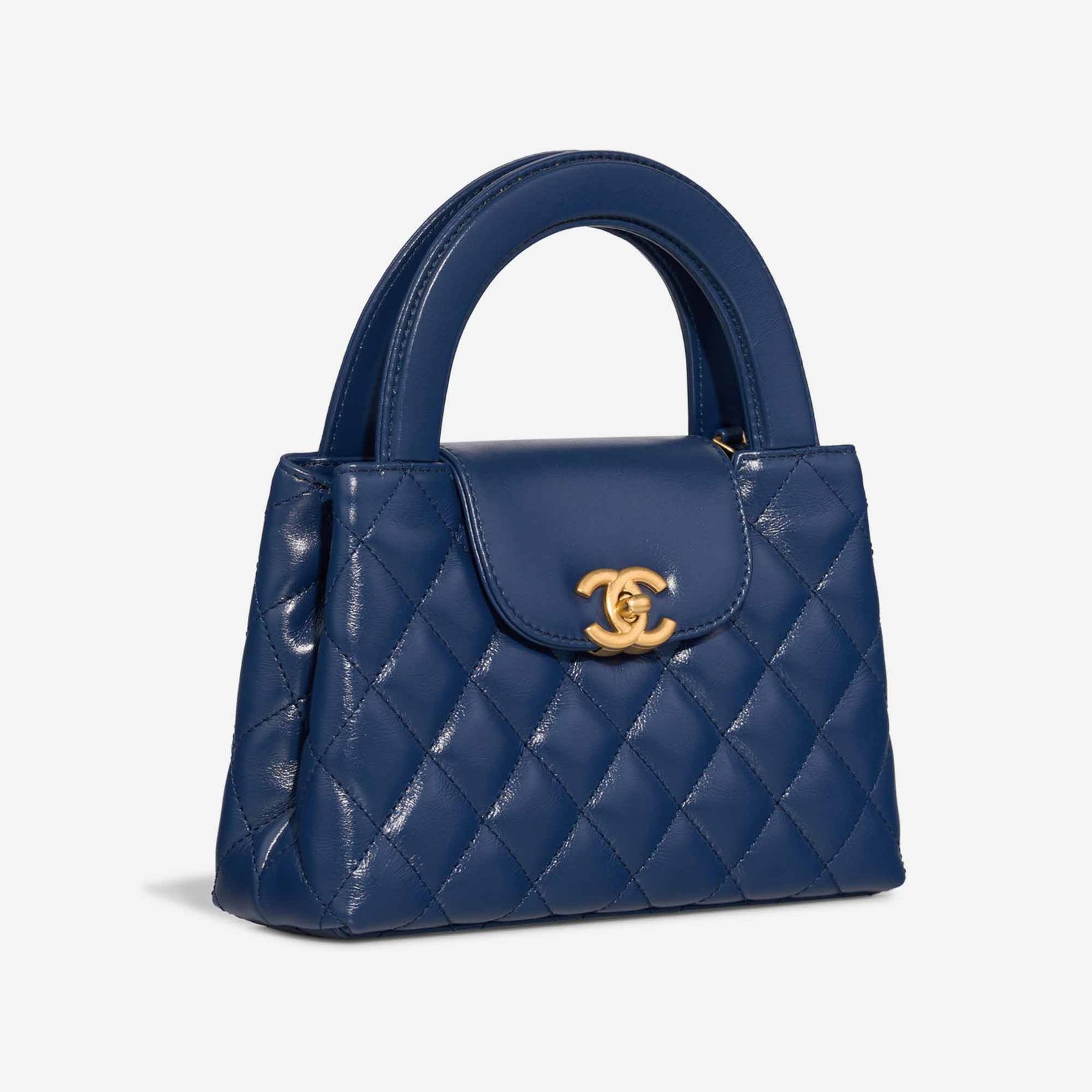 Ch**el Kelly Medium Bag in Vintage Calfskin Leather, Dark Blue