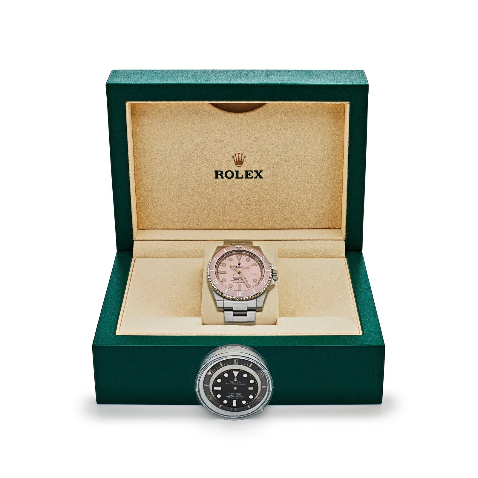 R01ex Submariner Date 116610LN Stainless Steel With Aftermarket Custom Made Pink Dial (2019)