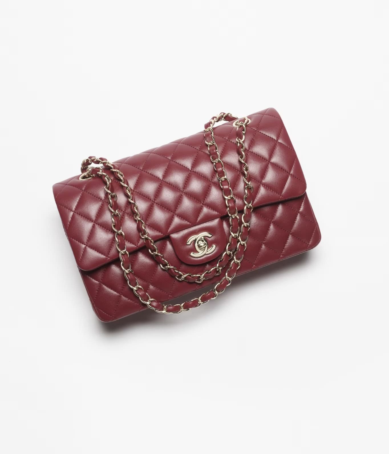 Ch**el Lambskin & Gold-Tone Metal Wine red