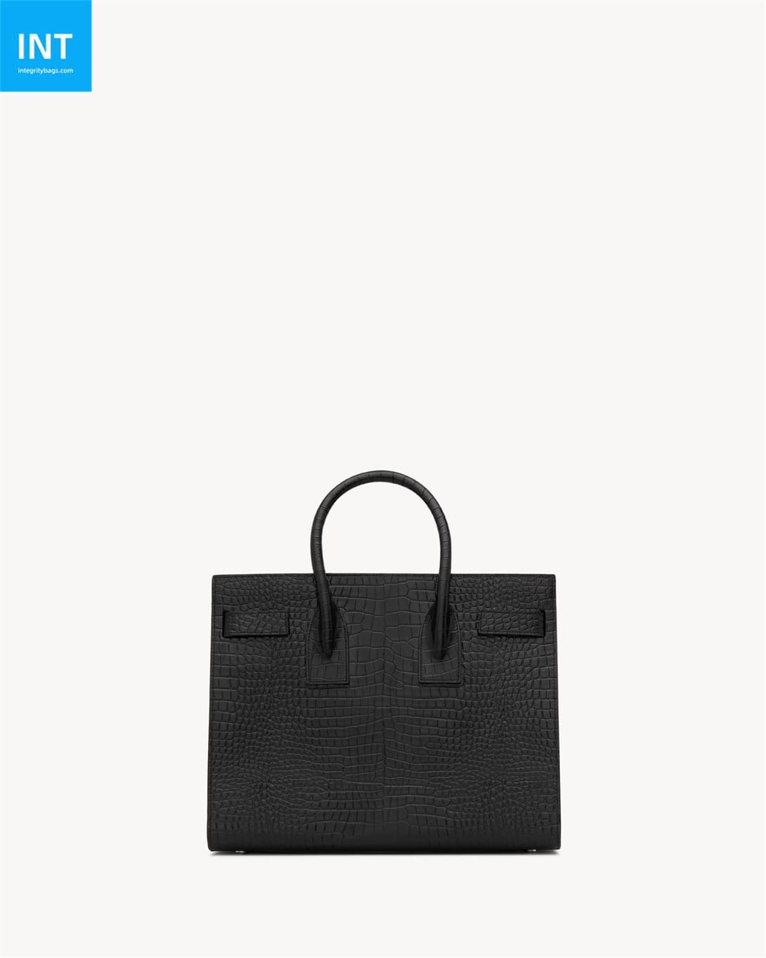 Sa1nt Lau*nt small sac de jour bag in black crocodile-embossed leather