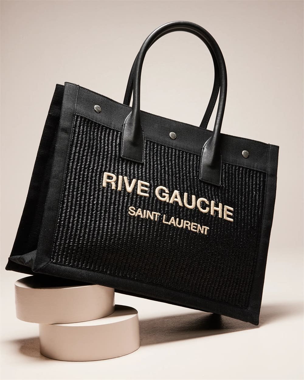 Sa1nt Lau*nt Rive Gauche Small Tote Bag in Raffia