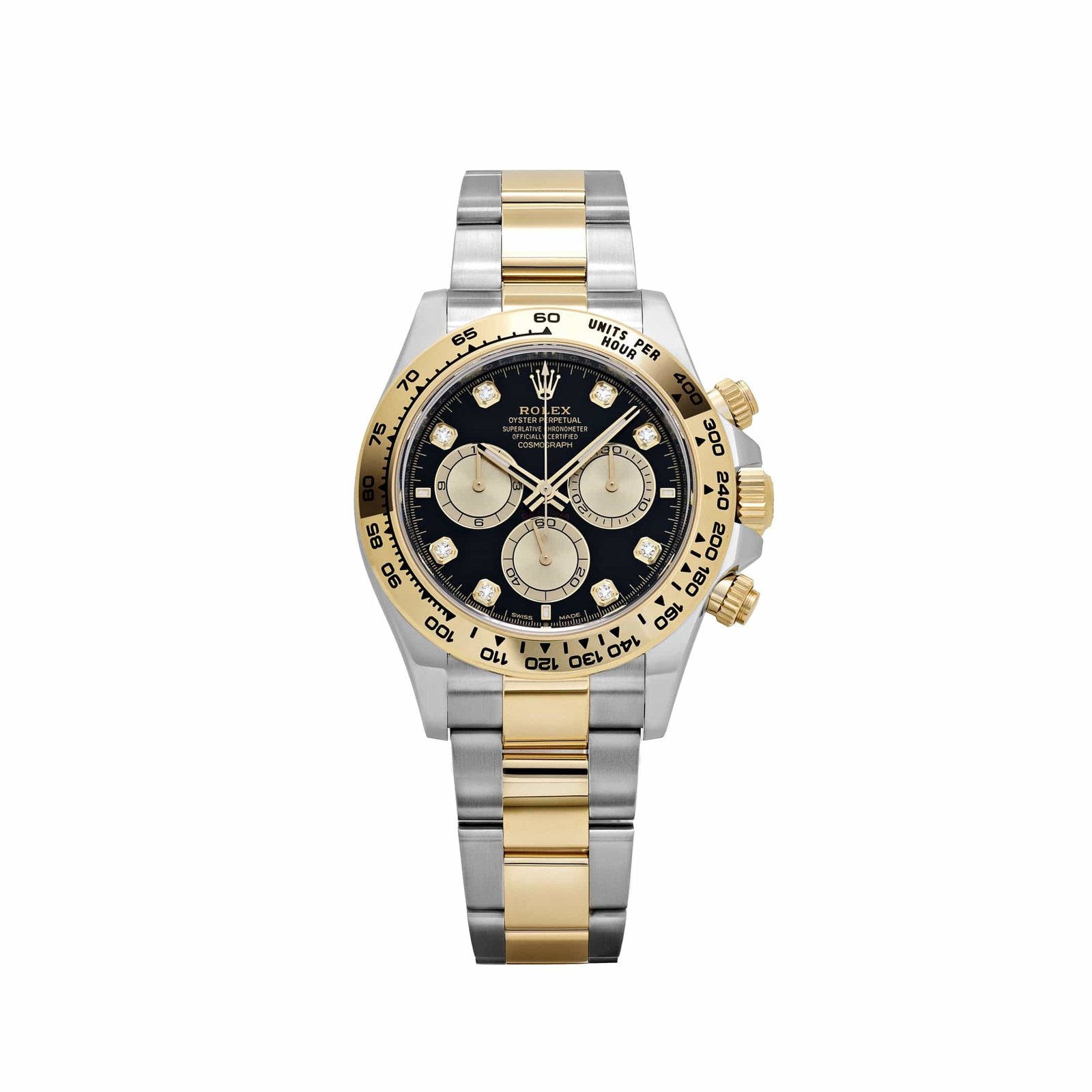 R01ex Daytona 126503 Stainless Steel Yellow Gold Black D1am0nd Dial (2024)