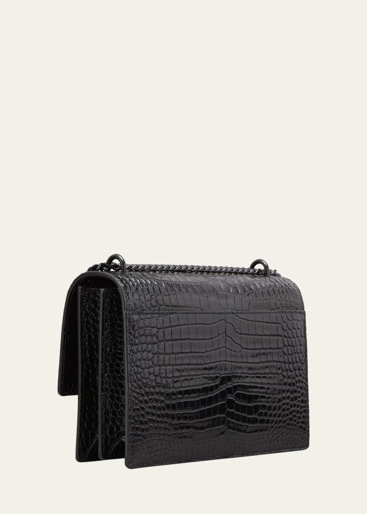 Sa1nt Lau*nt Sunset Medium Y51 Crossbody Bag in Croc-Emboassed Leather