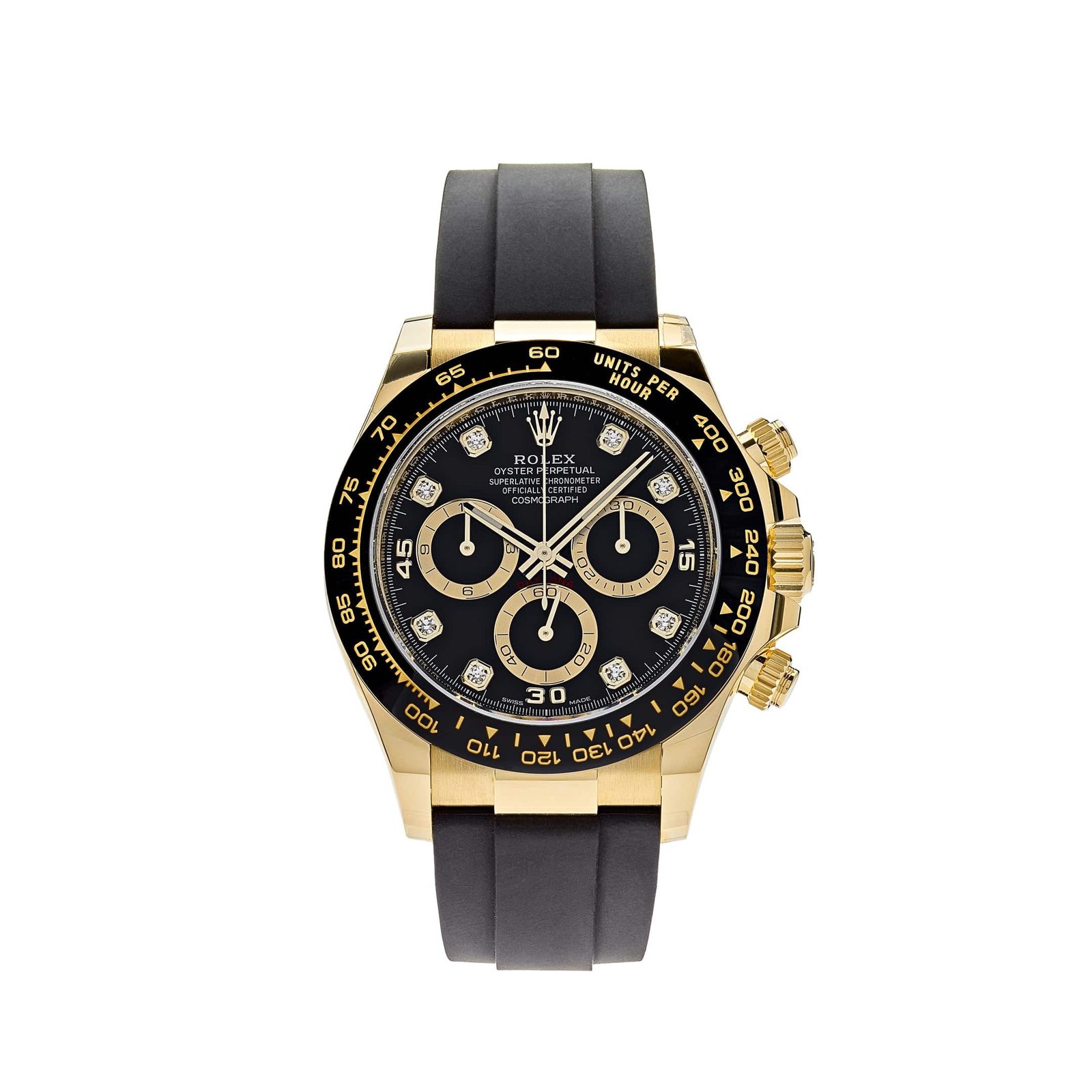 R01ex Daytona 116518LN Yellow Gold Black D1am0nd Dial
