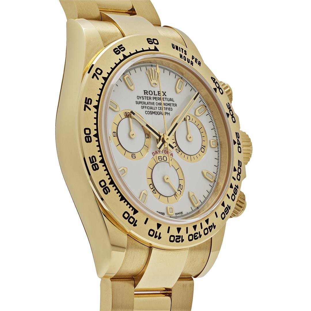R01ex Daytona 116508 Yellow Gold White Dial