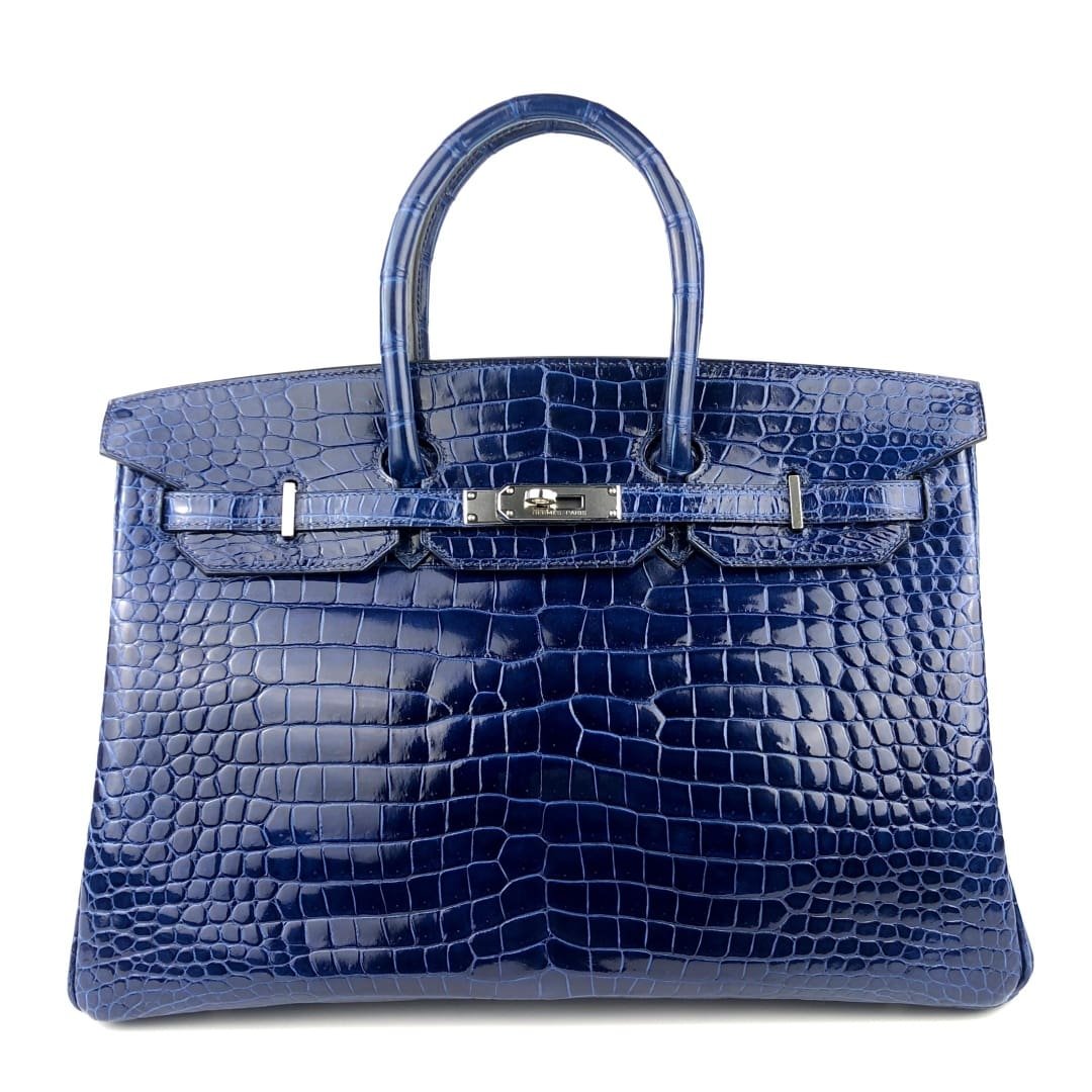H**me5 Birkin 25 Shiny Nilo Blue Sapphire Palladium Hardware