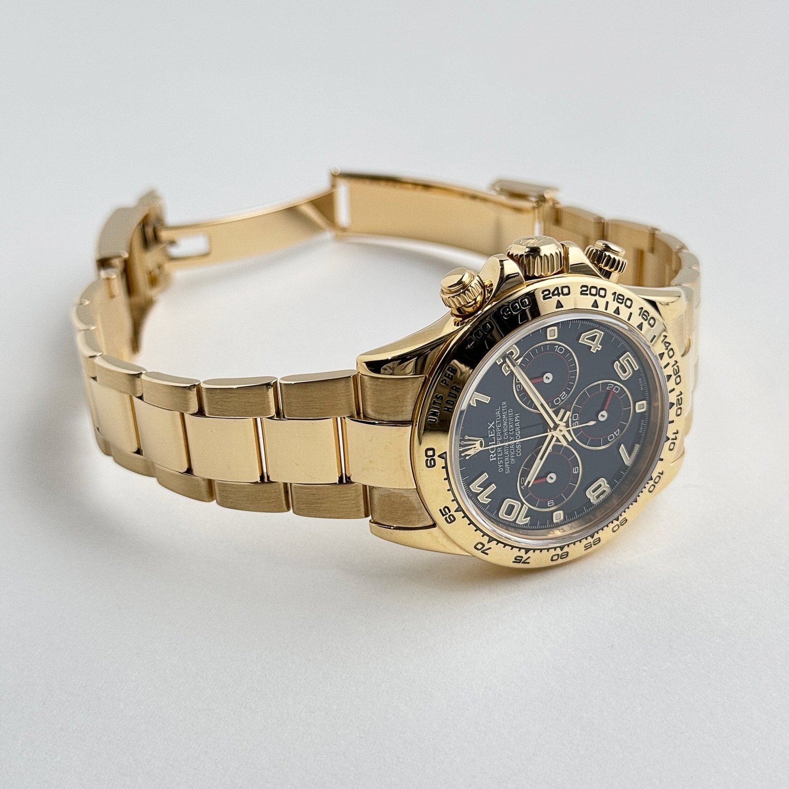 R01ex Daytona 116508 Yellow Gold Blue Racing Arabic Dial