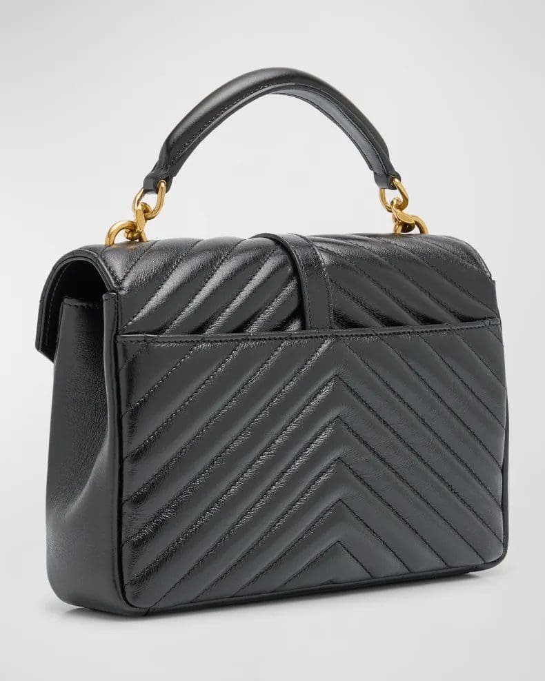 Sa1nt Lau*nt College Medium Y51 Flap Top-Handle Bag in Quilted Leather
