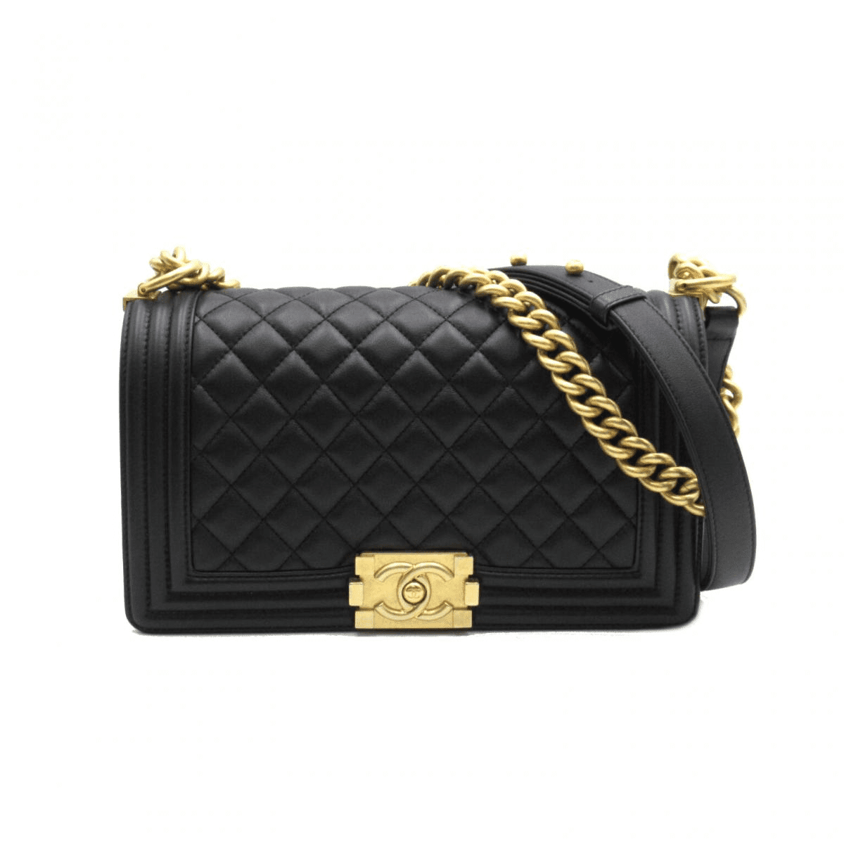 Ch**el Boy Ch**el Chain Shoulder Bag A67086 Calfskin GHW leather Black