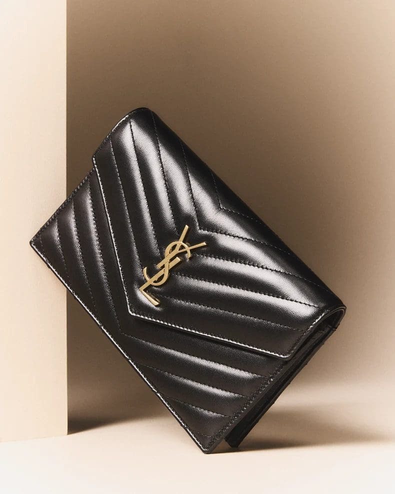 Sa1nt Lau*nt Small Y51 Wallet on Chain in Quilted Leather