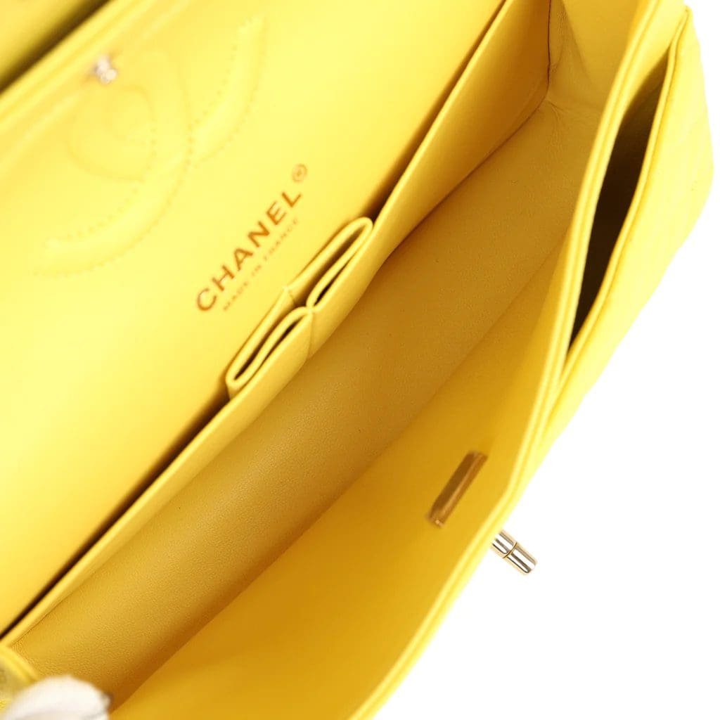 Ch**el Medium Classic Double Flap Yellow Caviar Light Gold Hardware