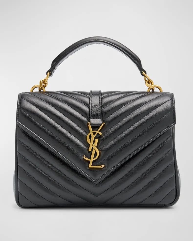 Sa1nt Lau*nt College Medium Y51 Flap Top-Handle Bag in Quilted Leather
