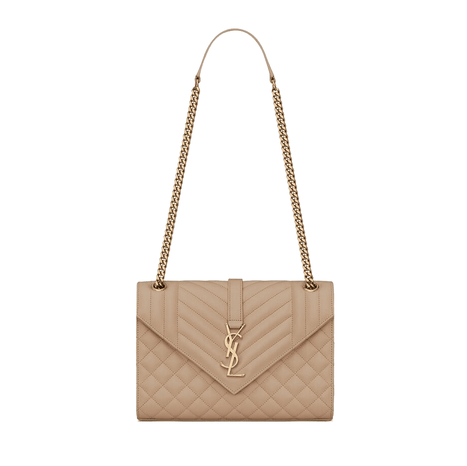 Sa1nt Lau*nt ENVELOPE MEDIUM IN QUILTED GRAIN DE POUDRE EMBOSSED LEATHER