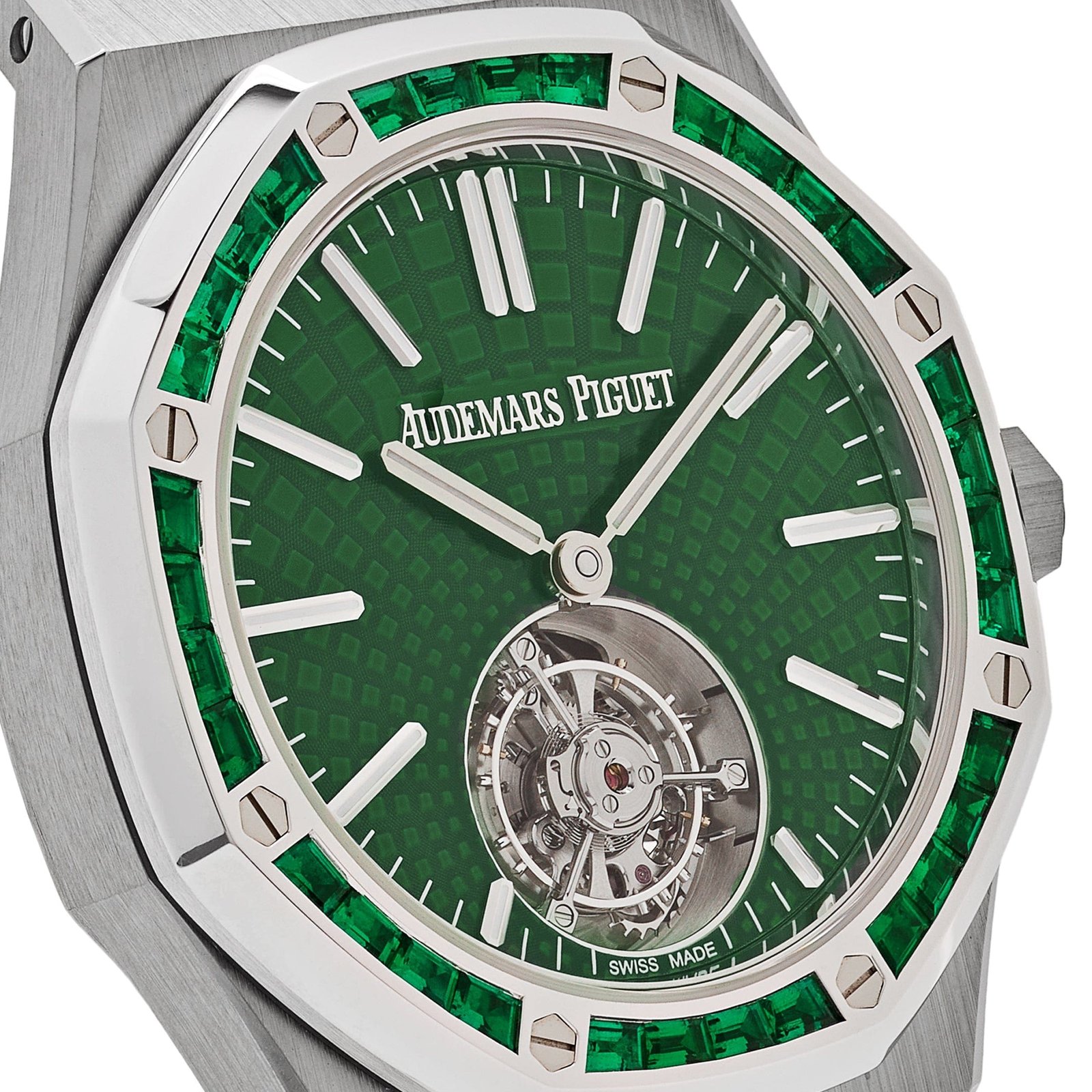 Audemars P1g*et Royal Oak 26532IC.EE.1220TI.01 Selfwinding Flying Tourbillon Titanium White Gold Emerald Bezel Limited Edition (2024)