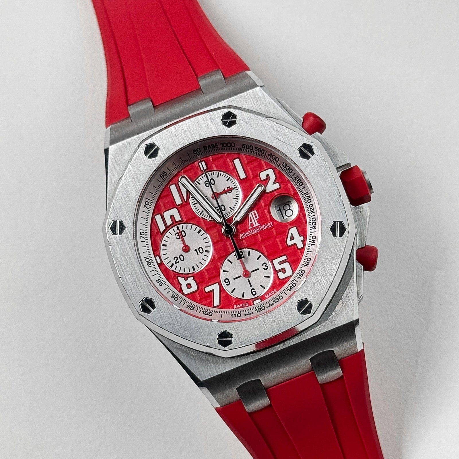 Audemars P1g*et Royal Oak Offshore Chronograph 26108ST.OO.D066CR.01 Rhone-Fusterie Stainless Steel Red Dial Limited Edition (2009)