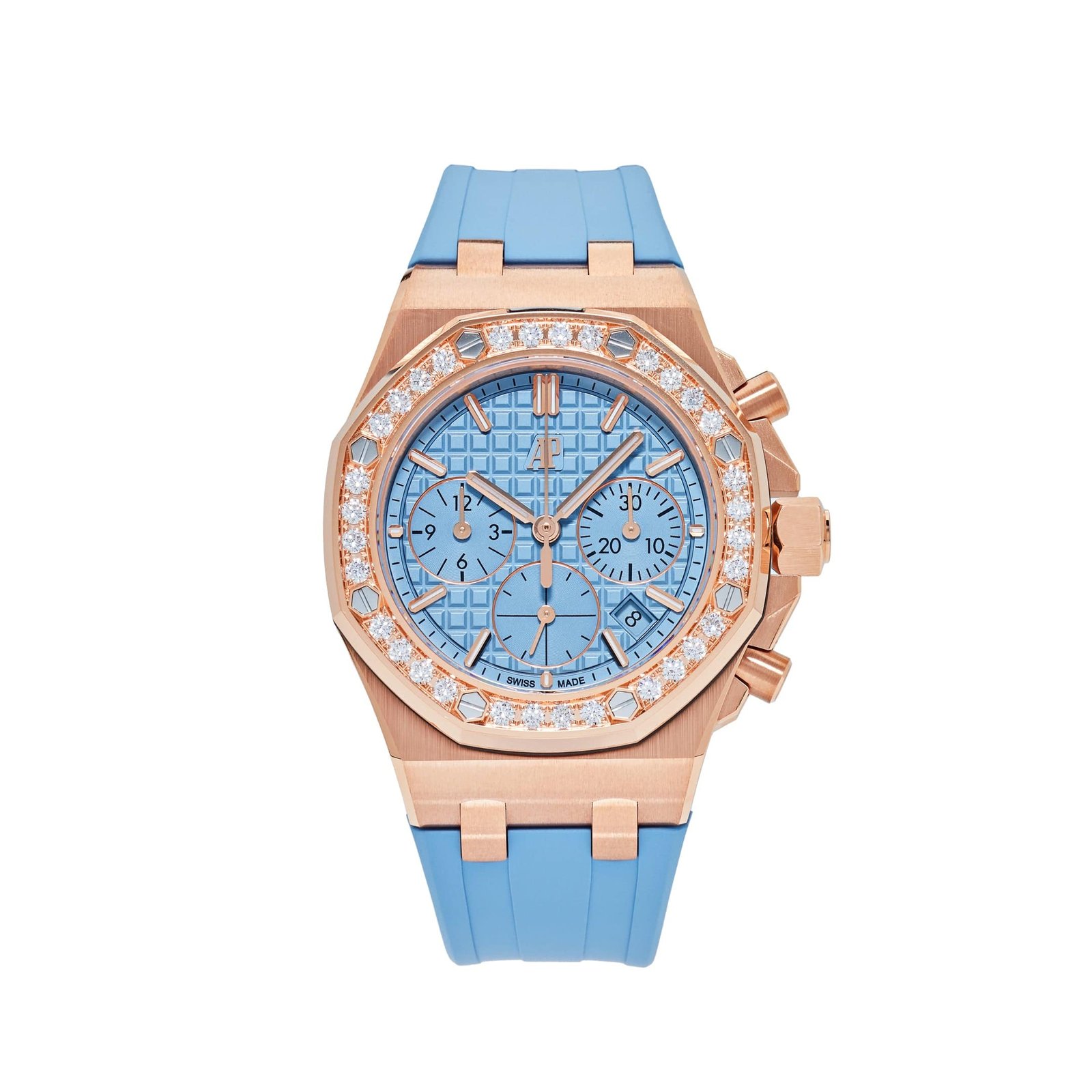 Audemars P1g*et Royal Oak Offshore 26231OR.ZZ.A085CA.01 Chronograph Rose Gold Blue Dial D1am0nd Bezel (2023)