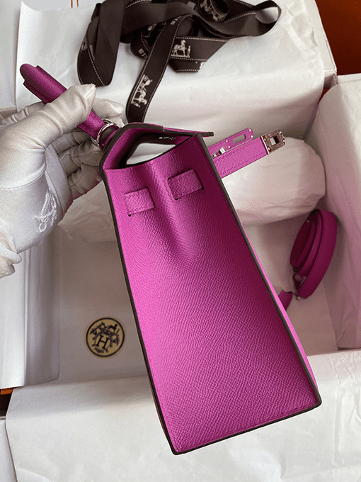 H**me5 Kelly Handbag Pink Epsom with Palladium Hardware 25