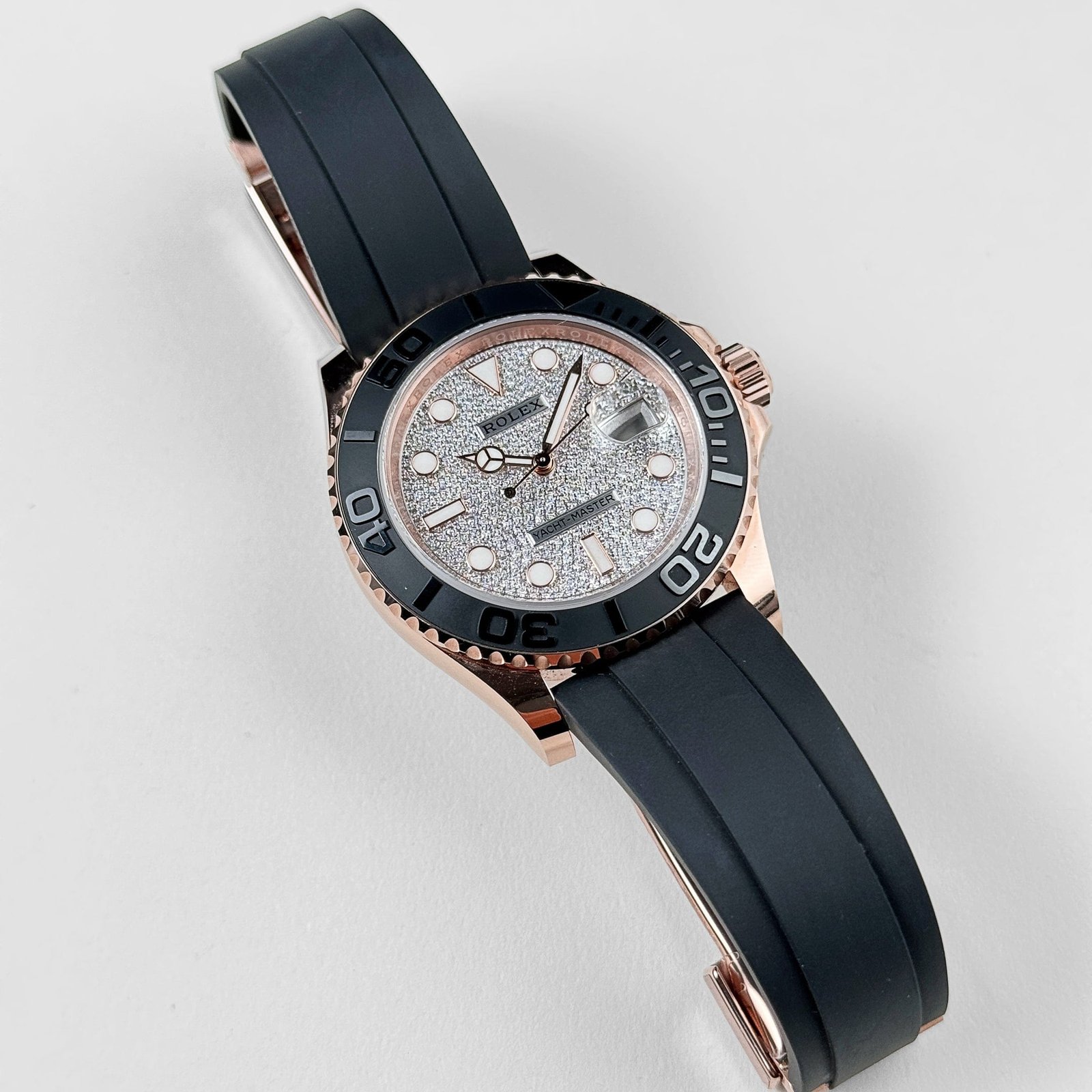 R01ex Yacht-Master 40 126655 Rose Gold Pave D1am0nd Dial (2023)