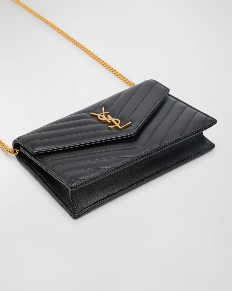 Sa1nt Lau*nt Small Y51 Wallet on Chain in Quilted Leather