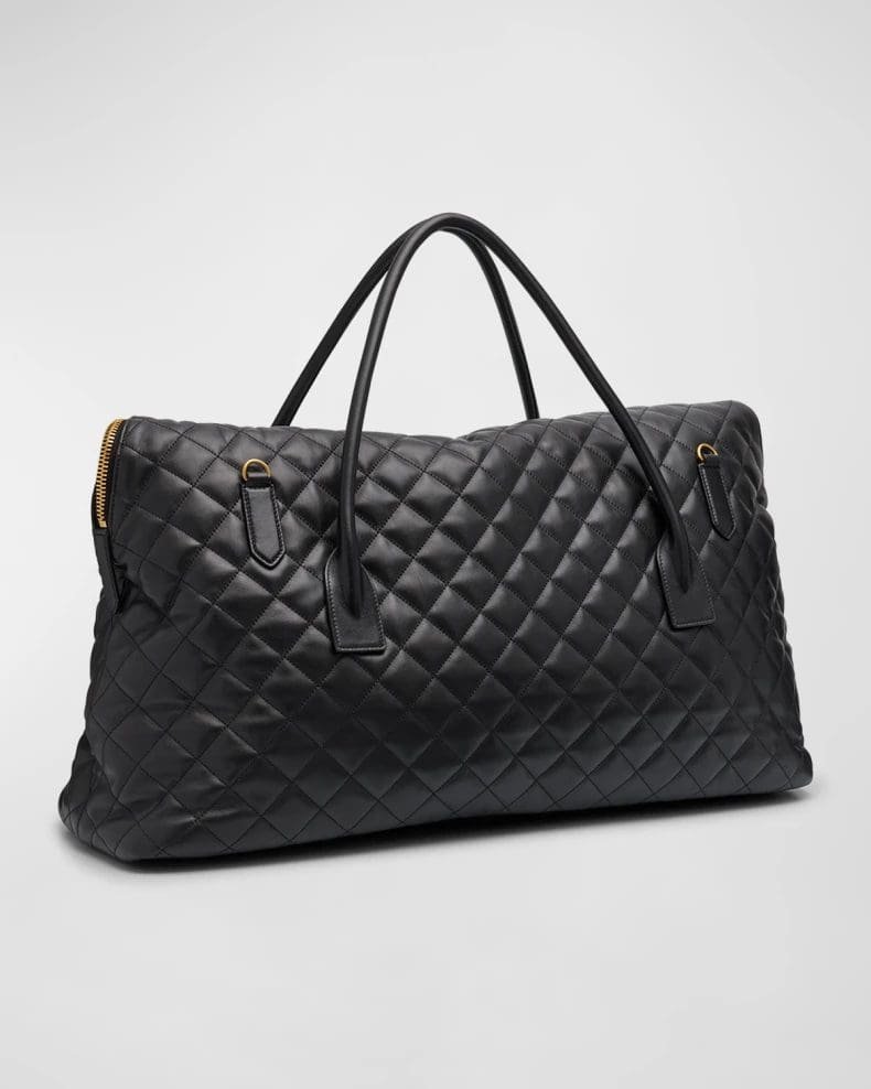 Sa1nt Lau*nt ES Giant Travel Bag in Smooth Quilted Leather with Gold Hardware