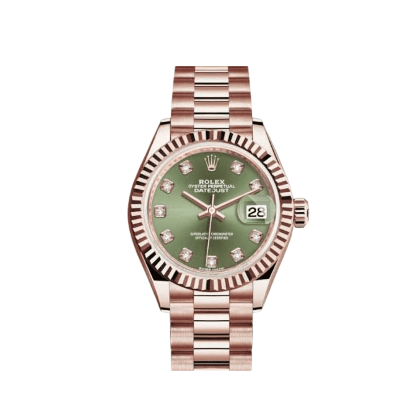 R01ex Datejust 28 279175 ‘Ladies’ Rose Gold Olive D1am0nd Dial (2025)