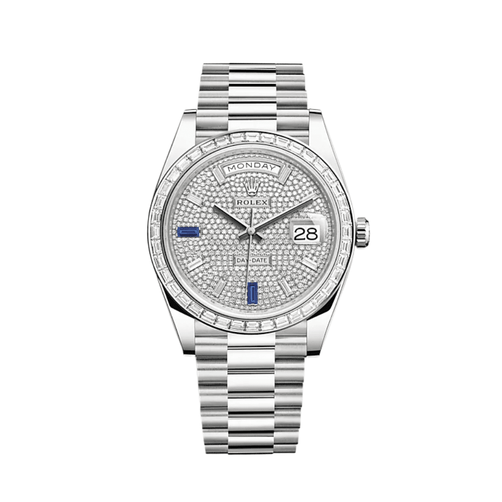 R01ex Day-Date 40 228396TBR Platinum D1am0nd Bezel D1am0nd-Paved Sapphire Dial (2024)
