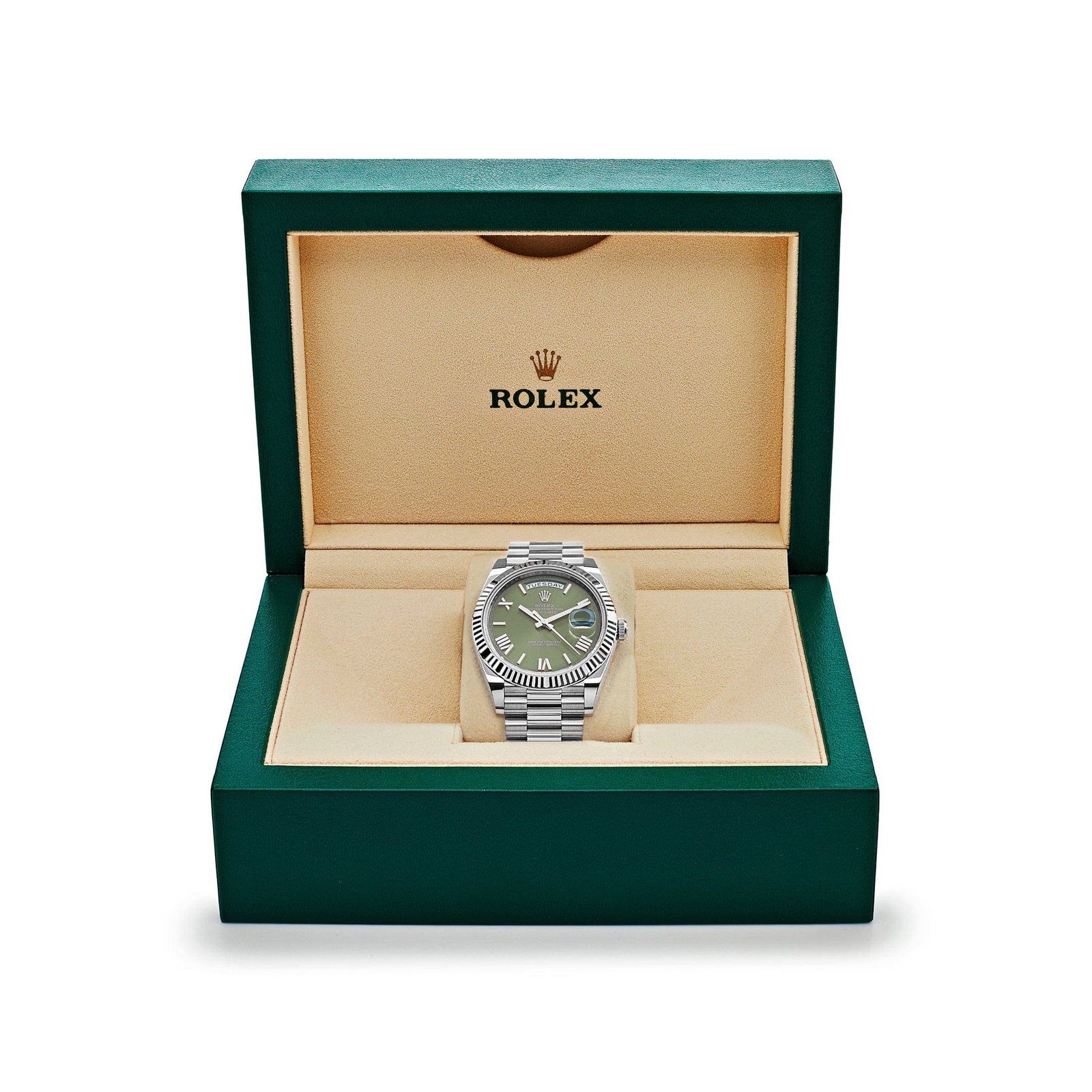 R01ex Day-Date 40 228239 White Gold Olive Dial (2023)