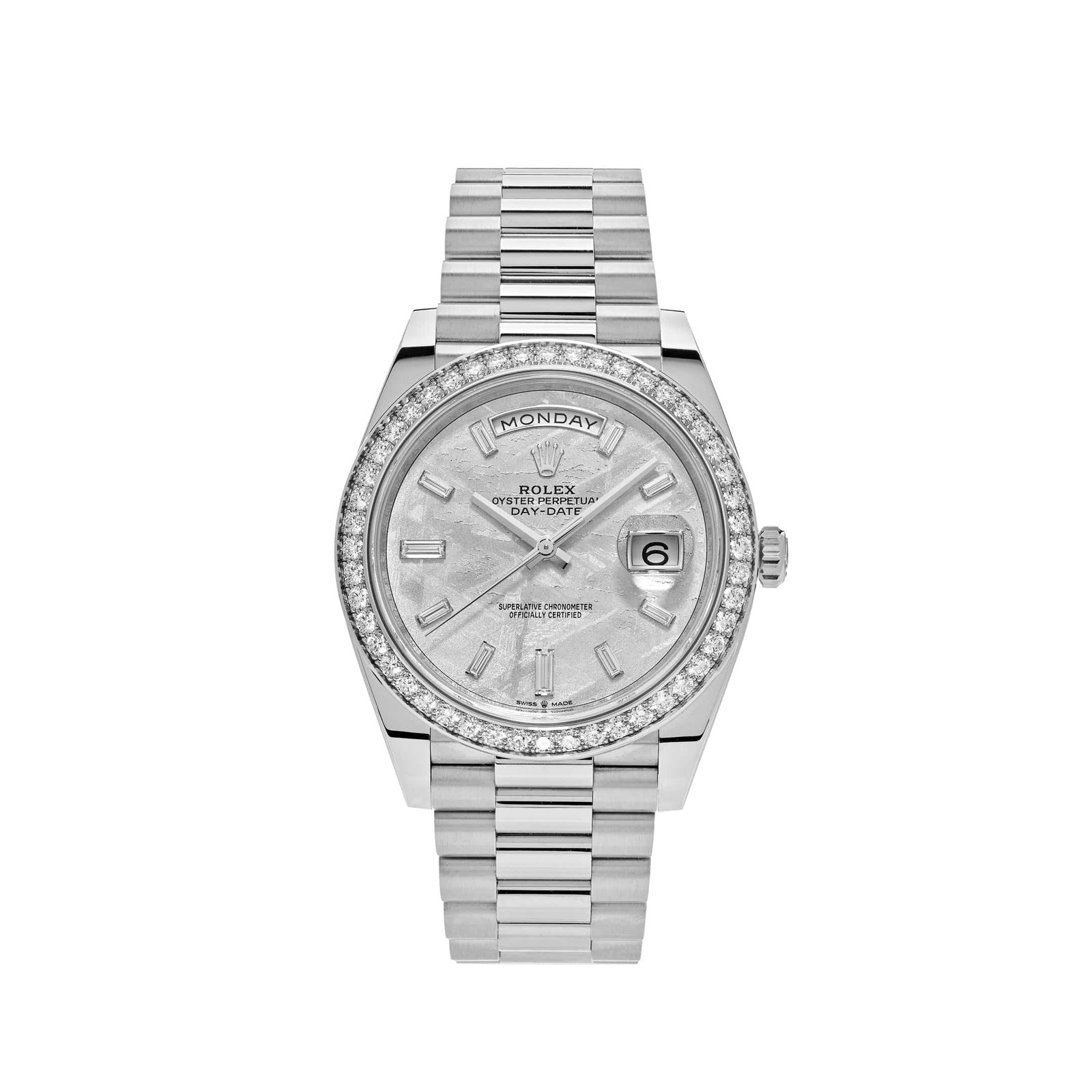 R01ex Day-Date 40 228349RBR White Gold Meteorite Dial D1am0nd Set