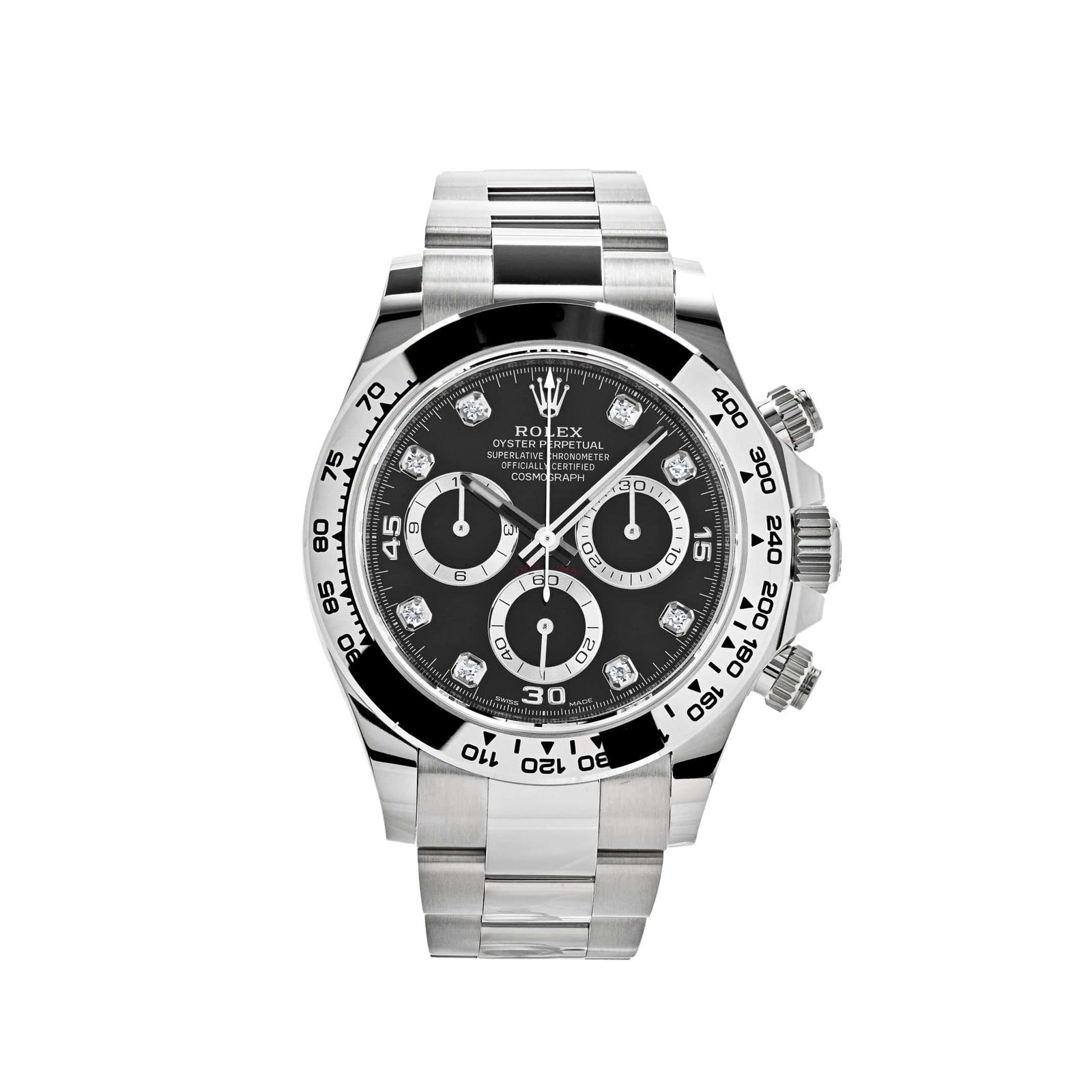 R01ex Daytona 116509 White Gold Black D1am0nd Dial