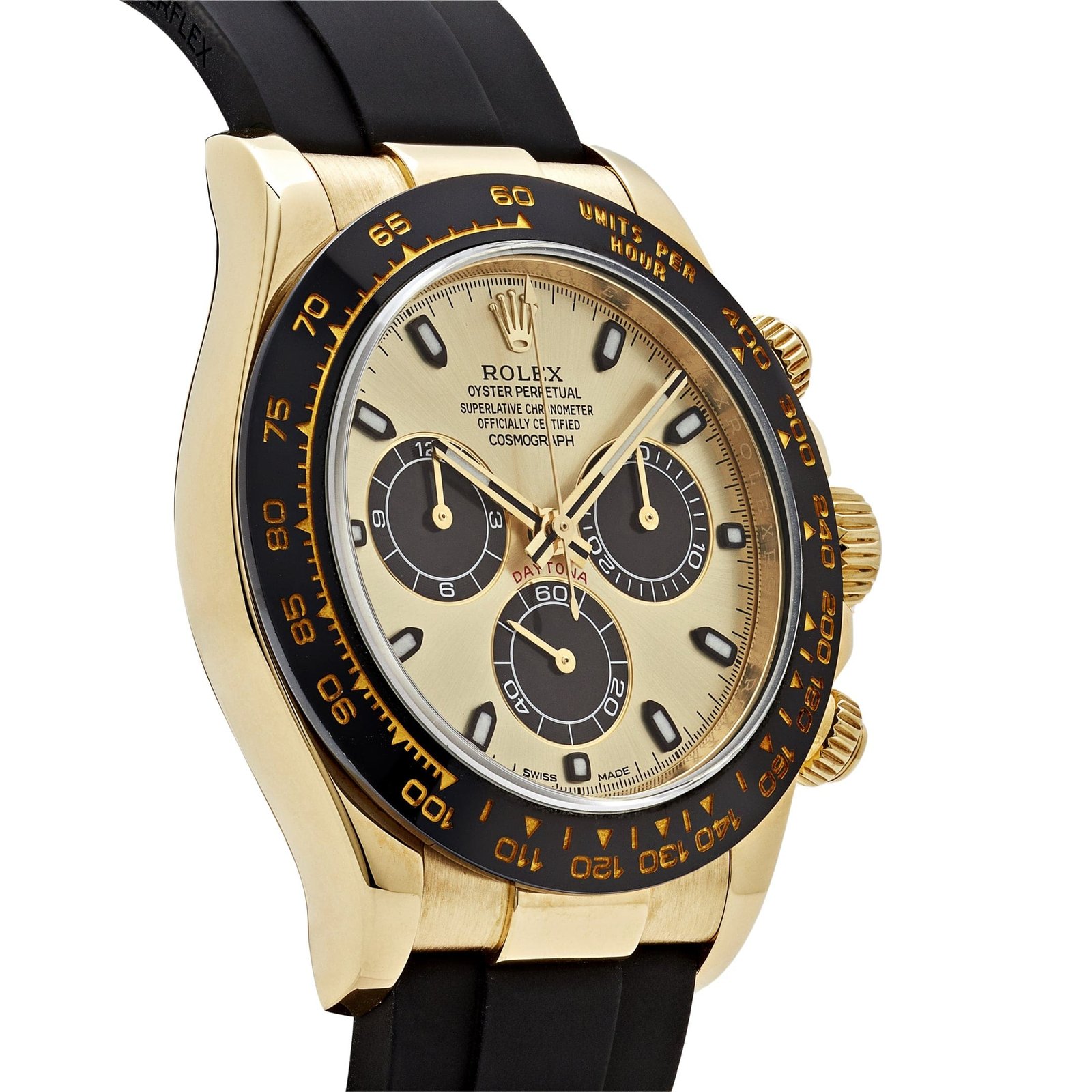 R01ex Daytona 116518LN Yellow Gold Champagne Black Dial