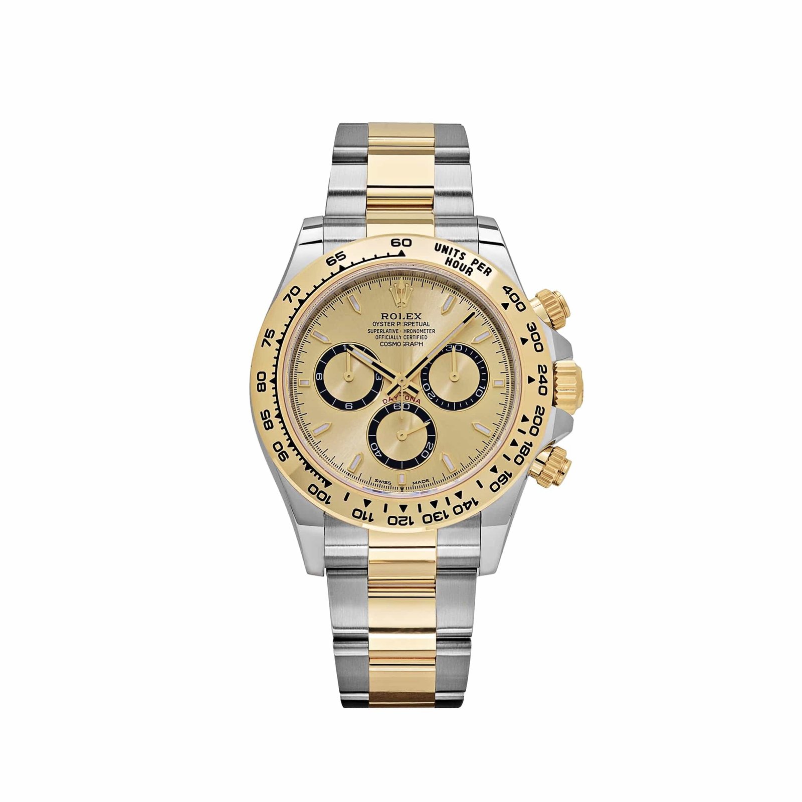 R01ex Daytona 126503 Yellow Gold Stainless Steel Champagne Dial